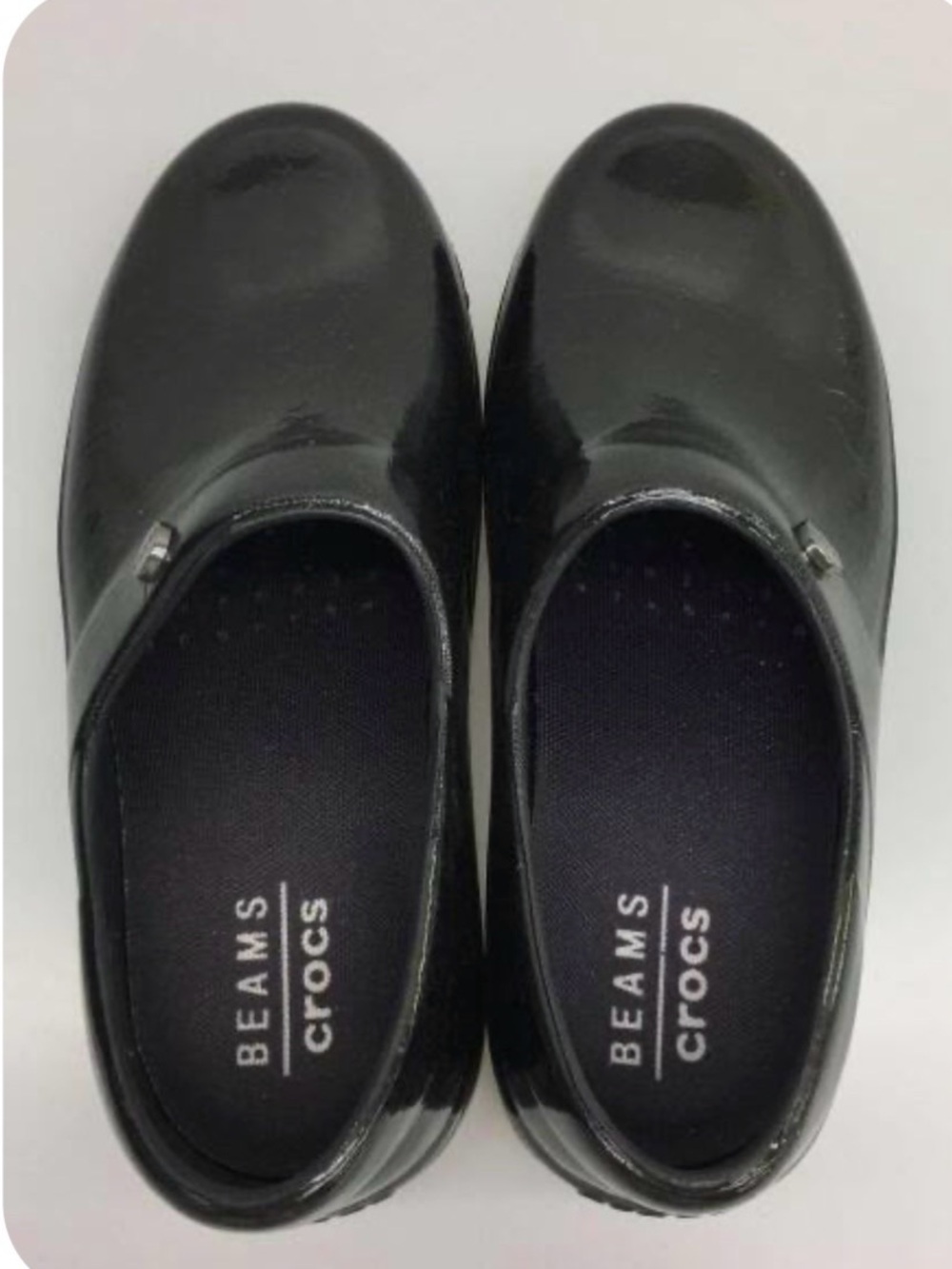CROCS BEAMS Black Gloss Slip-On Clog 9 travel office nurse